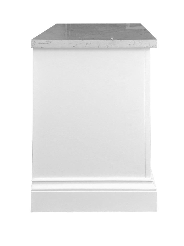 Kensal Marble Top 2 Drawer Bedside - White
