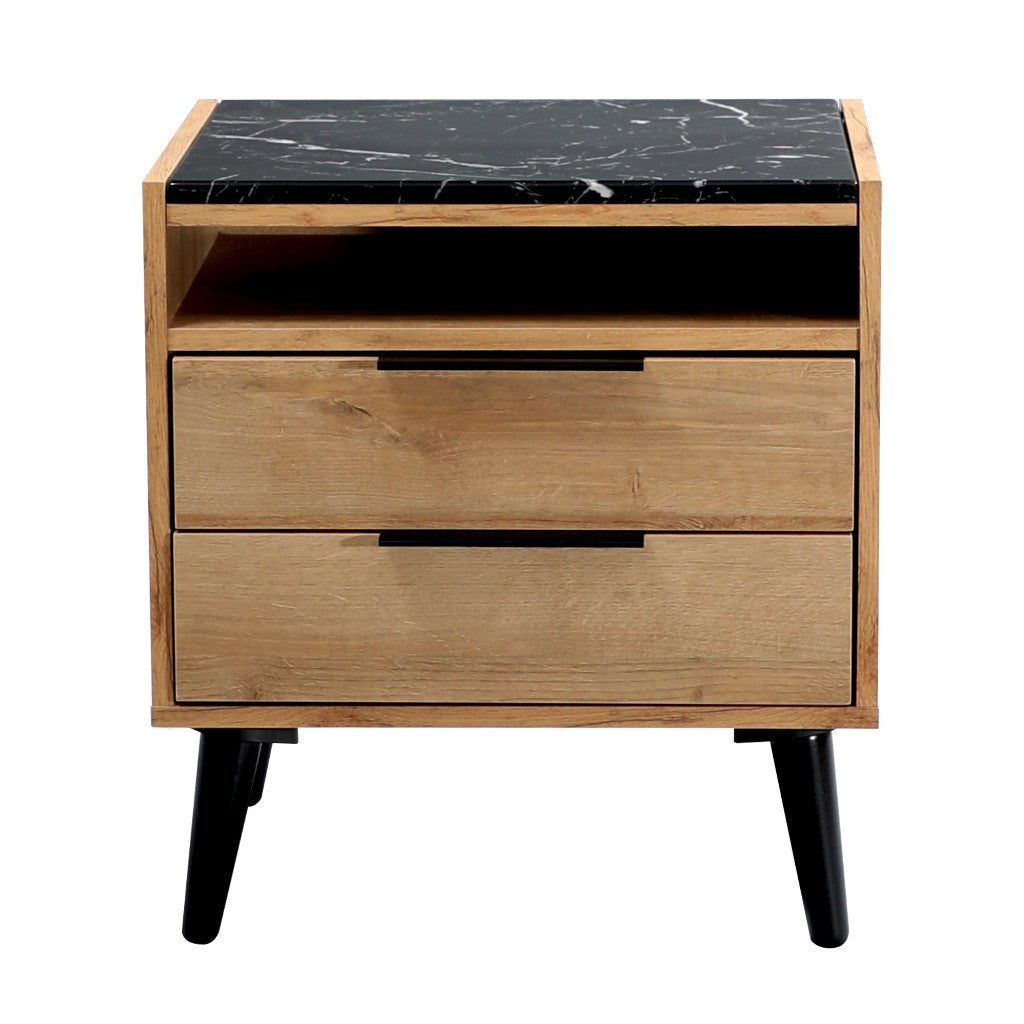 Nook 2 Drawer Bedside Table - Oak
