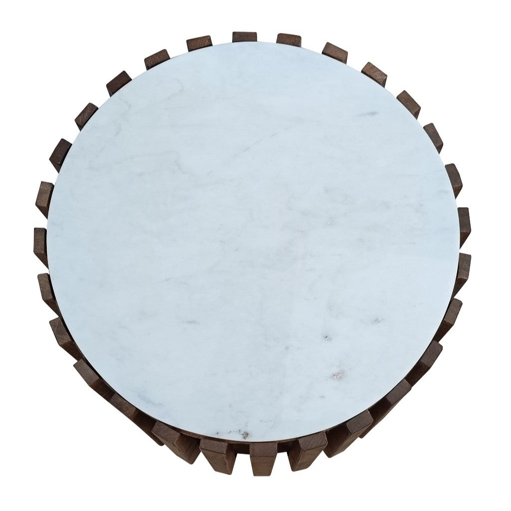 Annecy Marble Round Lamp Table 50cm - Oak/White