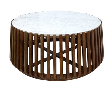 Annecy Marble Round Coffee Table 80cm - Oak/White