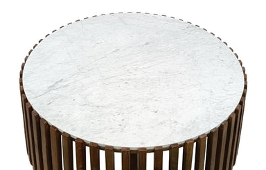 Annecy Marble Round Coffee Table 80cm - Oak/White