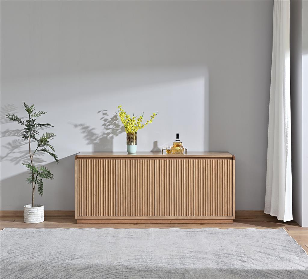 Belmont Fluted 4 Door Buffet 180cm - Light Smoke