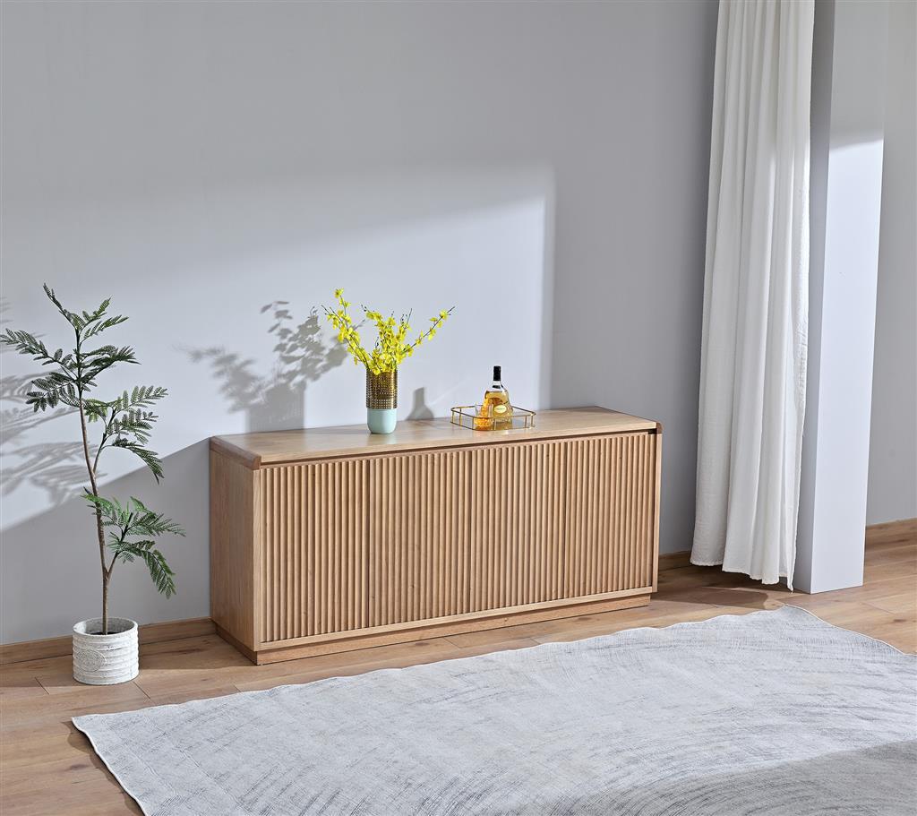Belmont Fluted 4 Door Buffet 180cm - Light Smoke