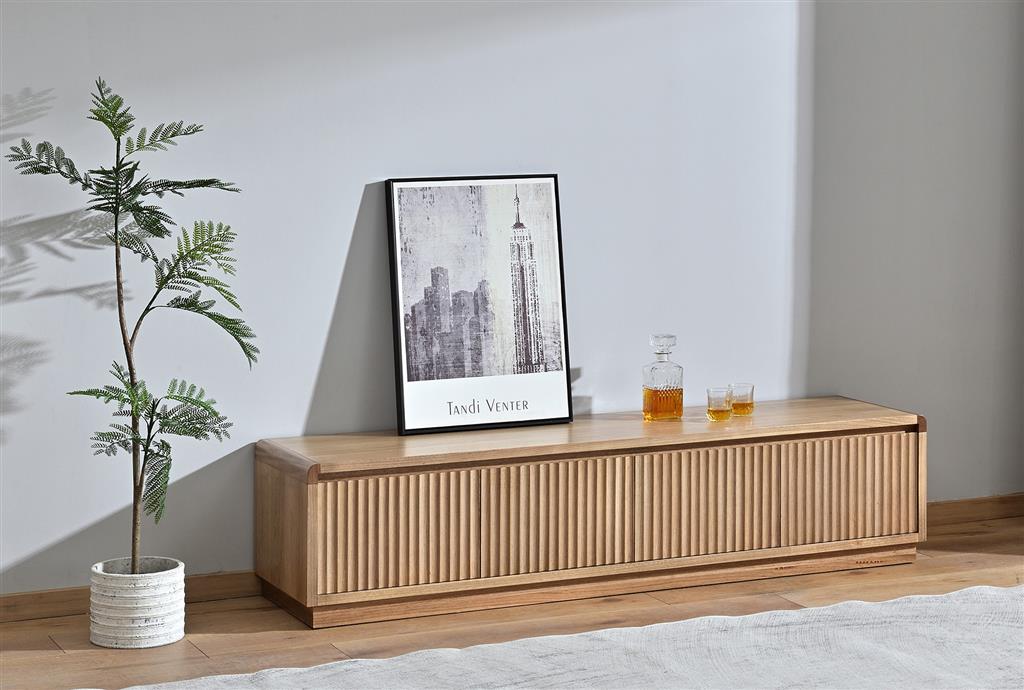 Belmont Fluted 4 Door Entertainment Unit 180cm - Light Smoke
