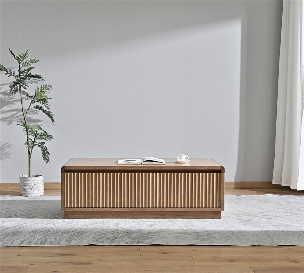 Belmont Fluted 2 Drawer Coffee Table - Light Smoke