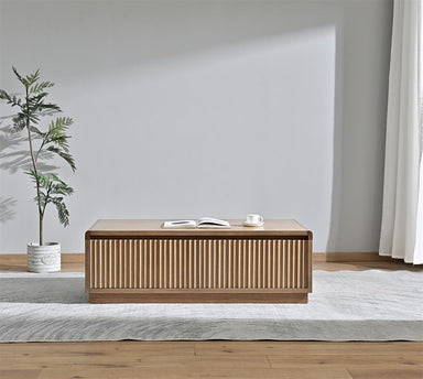 Belmont Fluted 2 Drawer Coffee Table - Light Smoke