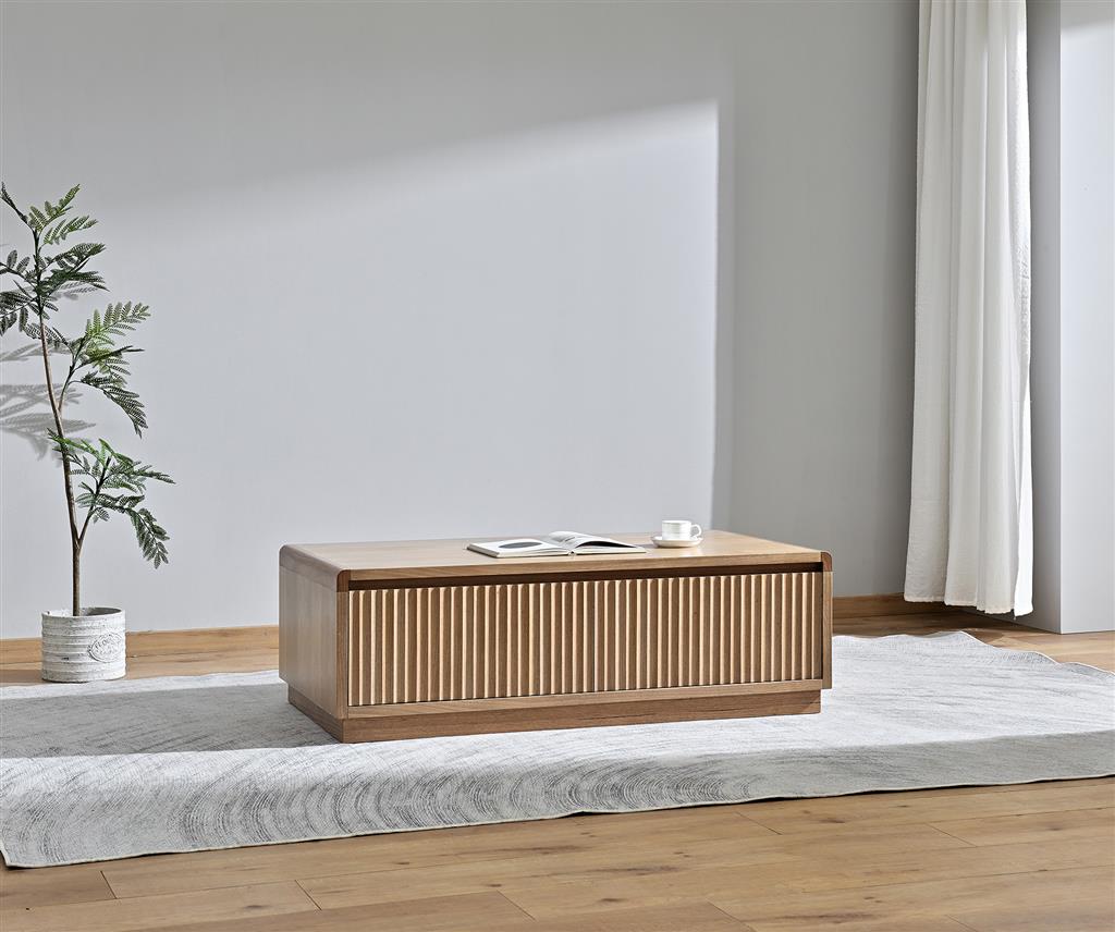 Belmont Fluted 2 Drawer Coffee Table - Light Smoke
