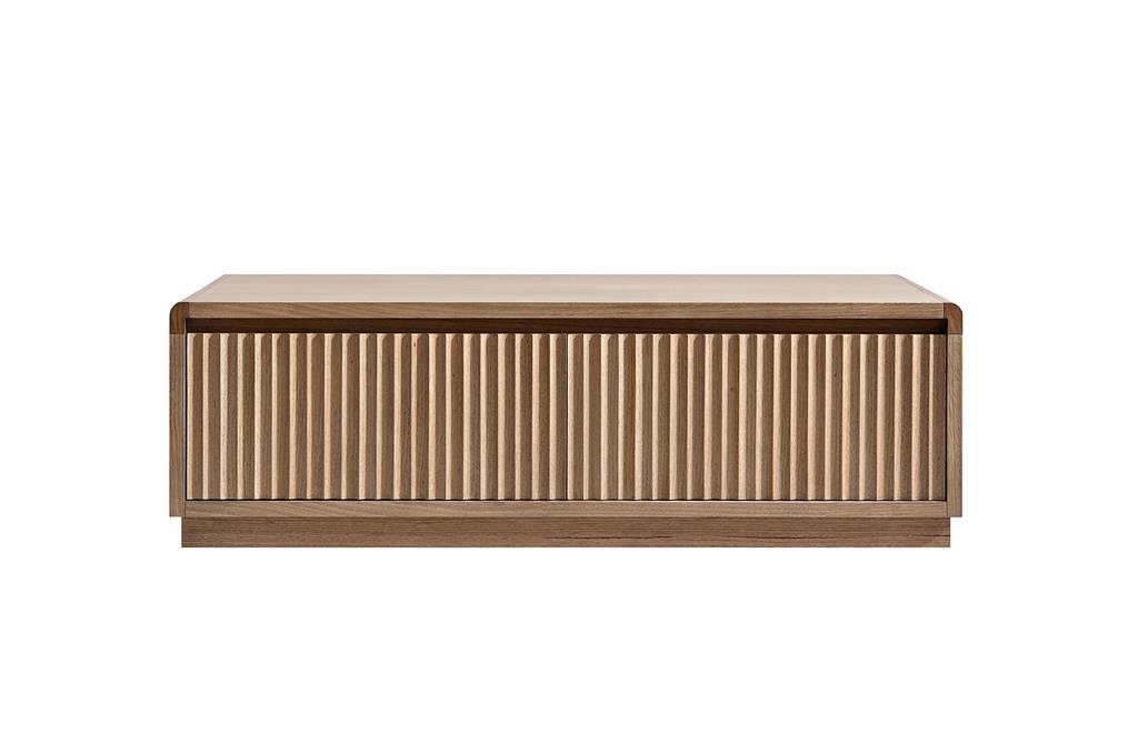 Belmont Fluted 2 Drawer Coffee Table - Light Smoke