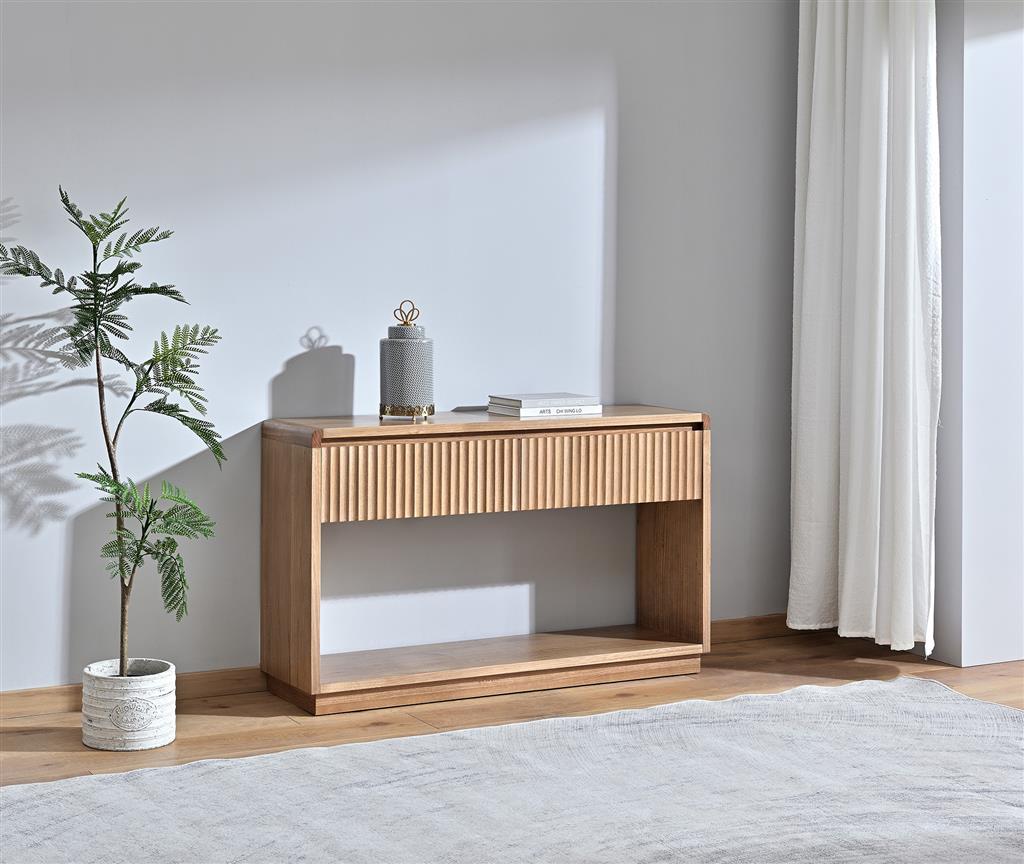 Belmont Fluted 2 Drawer Console Table - Light Smoke
