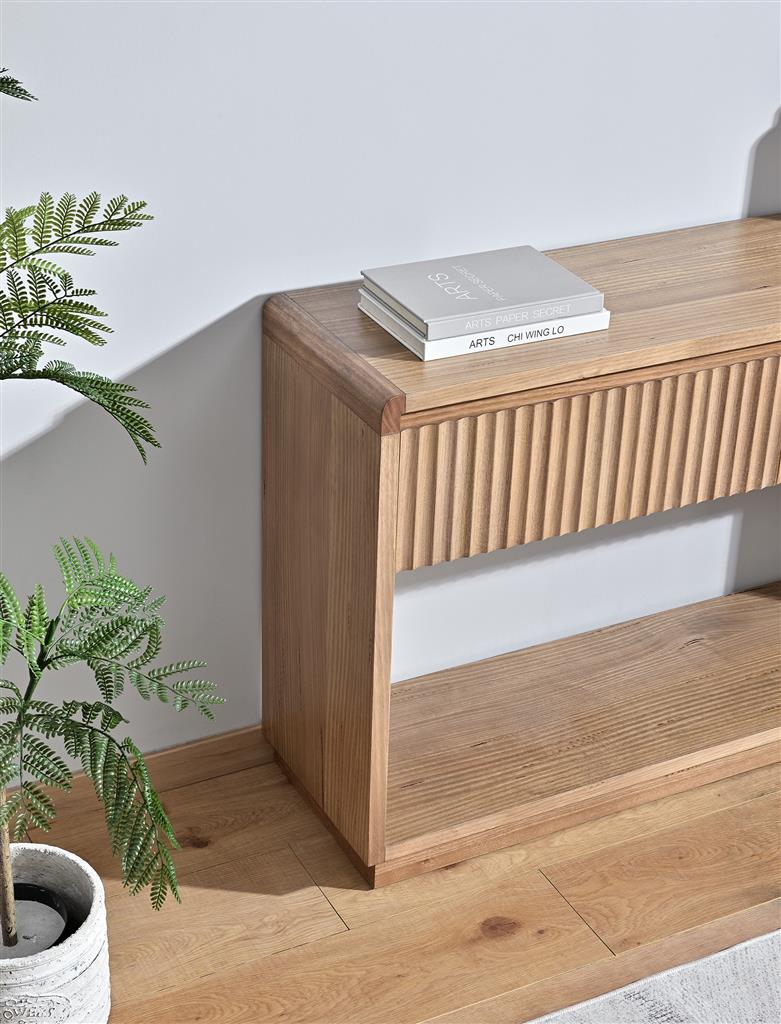 Belmont Fluted 2 Drawer Console Table - Light Smoke
