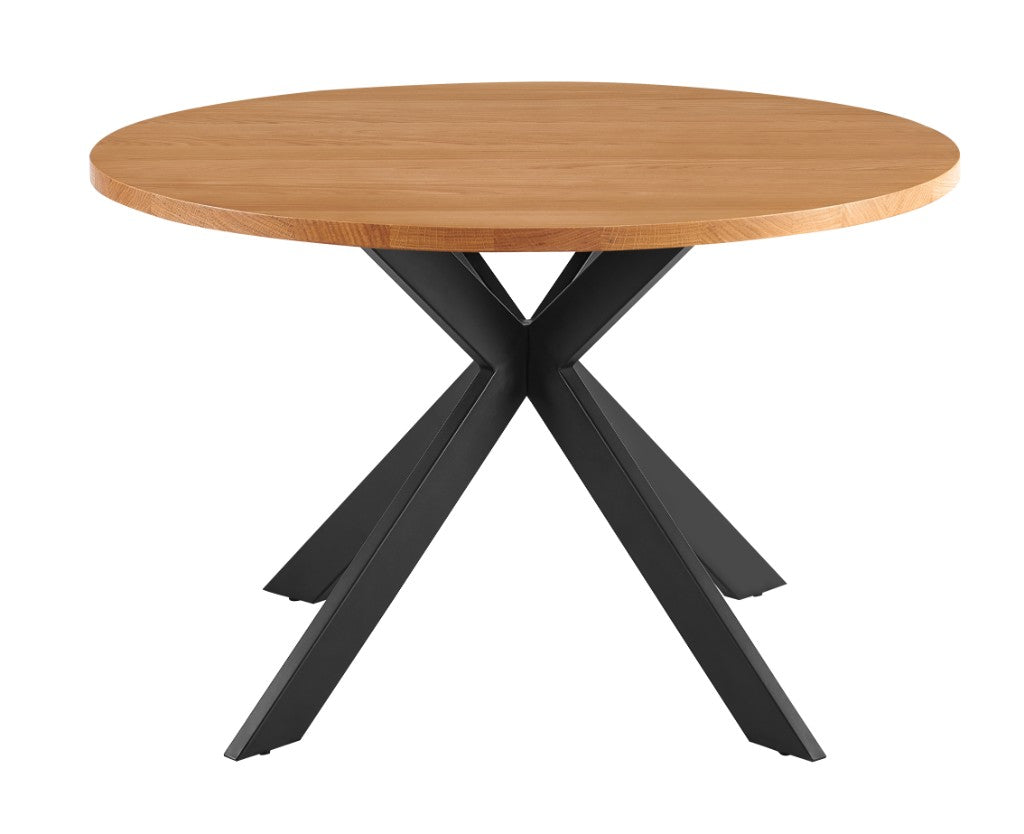 Tarian Round Oak Dining Table 120cm - Natural/Black