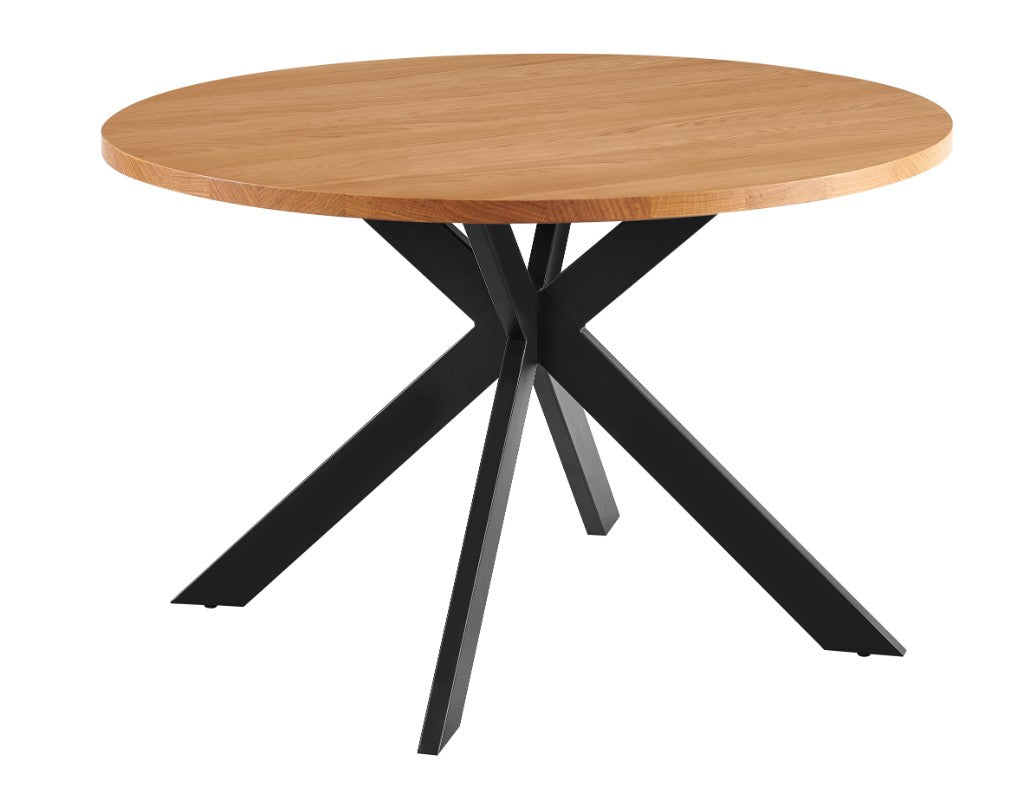 Tarian Round Oak Dining Table 120cm - Natural/Black