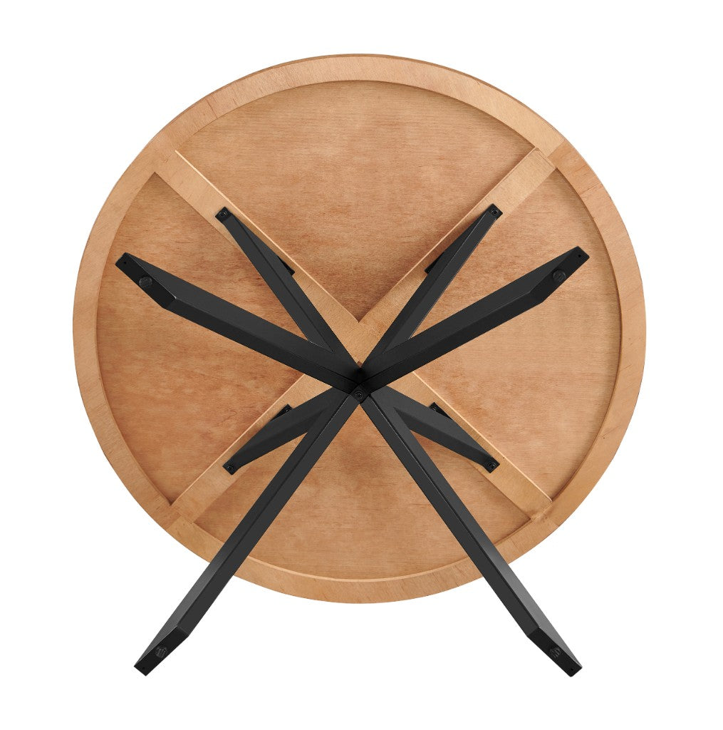 Tarian Round Oak Dining Table 120cm - Natural/Black