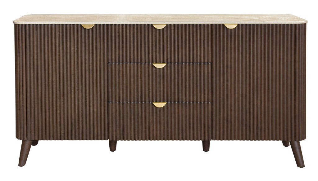 Tavana Sintered Stone 3 Drawer 2 Door Buffet - Walnut