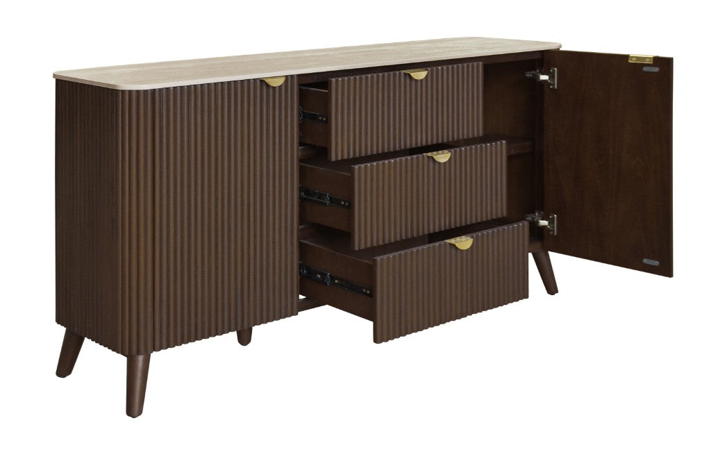 Tavana Sintered Stone 3 Drawer 2 Door Buffet - Walnut