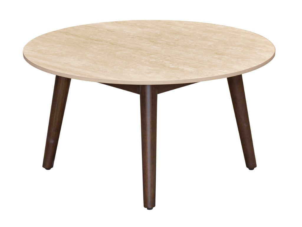 Tavana Sintered Stone Round Coffee Table - Walnut