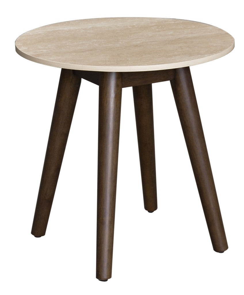 Tavana Sintered Stone Round Lamp Table - Walnut