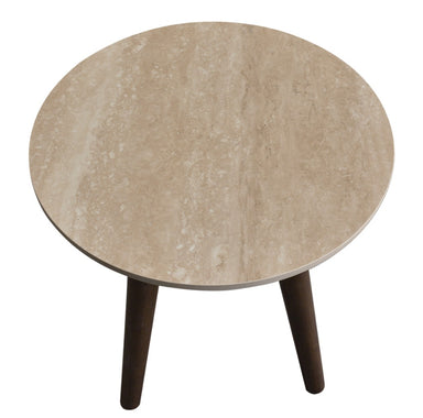 Tavana Sintered Stone Round Lamp Table - Walnut