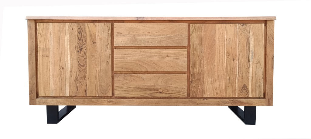 Caelan Acacia 3 Drawer 2 Door Buffet - Natural