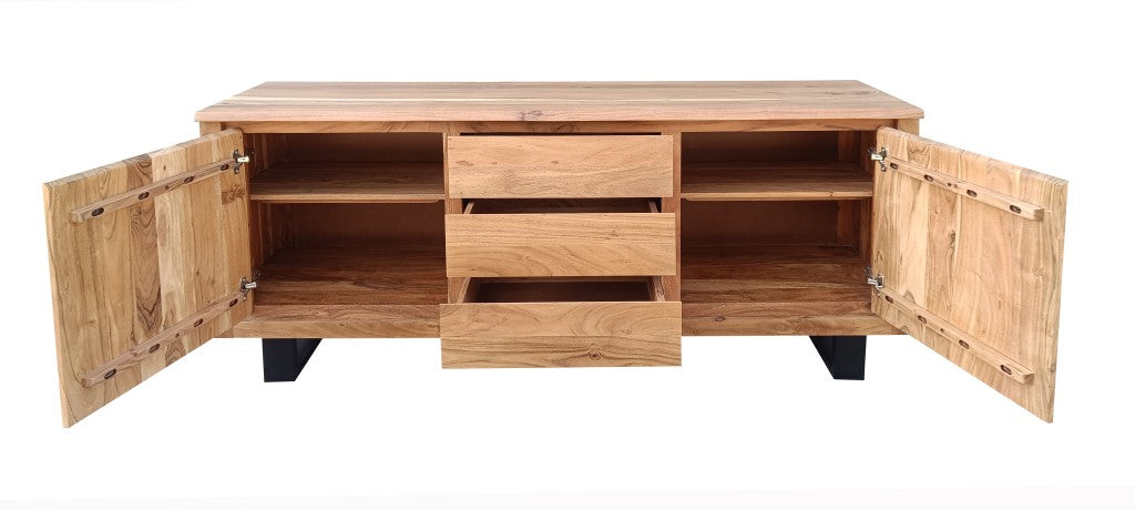Caelan Acacia 3 Drawer 2 Door Buffet - Natural