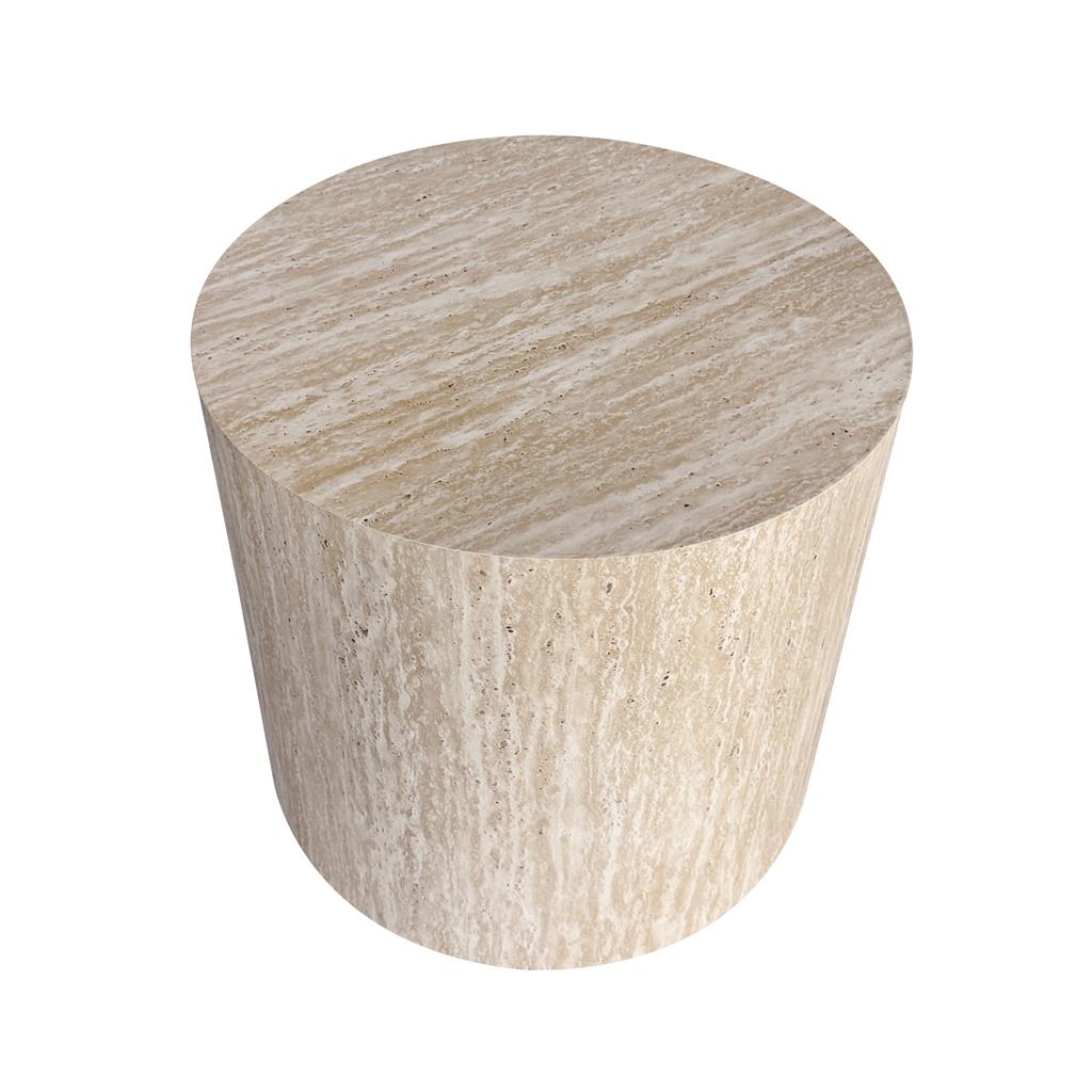 Fallon Travertine Look Round Side Table 45cm