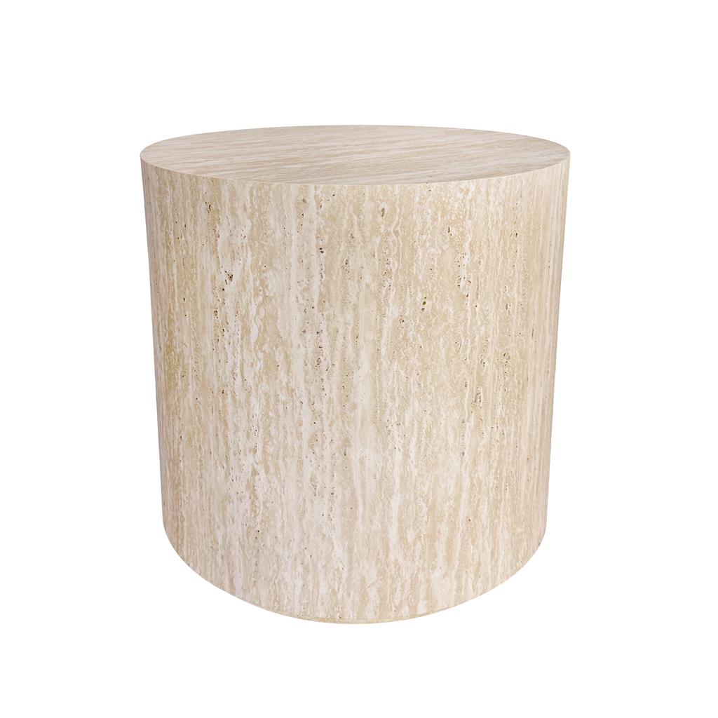 Fallon Travertine Look Round Side Table 45cm