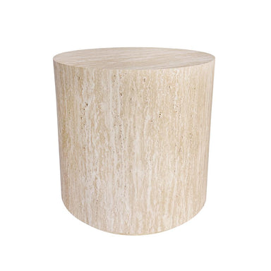 Fallon Travertine Look Round Side Table 45cm