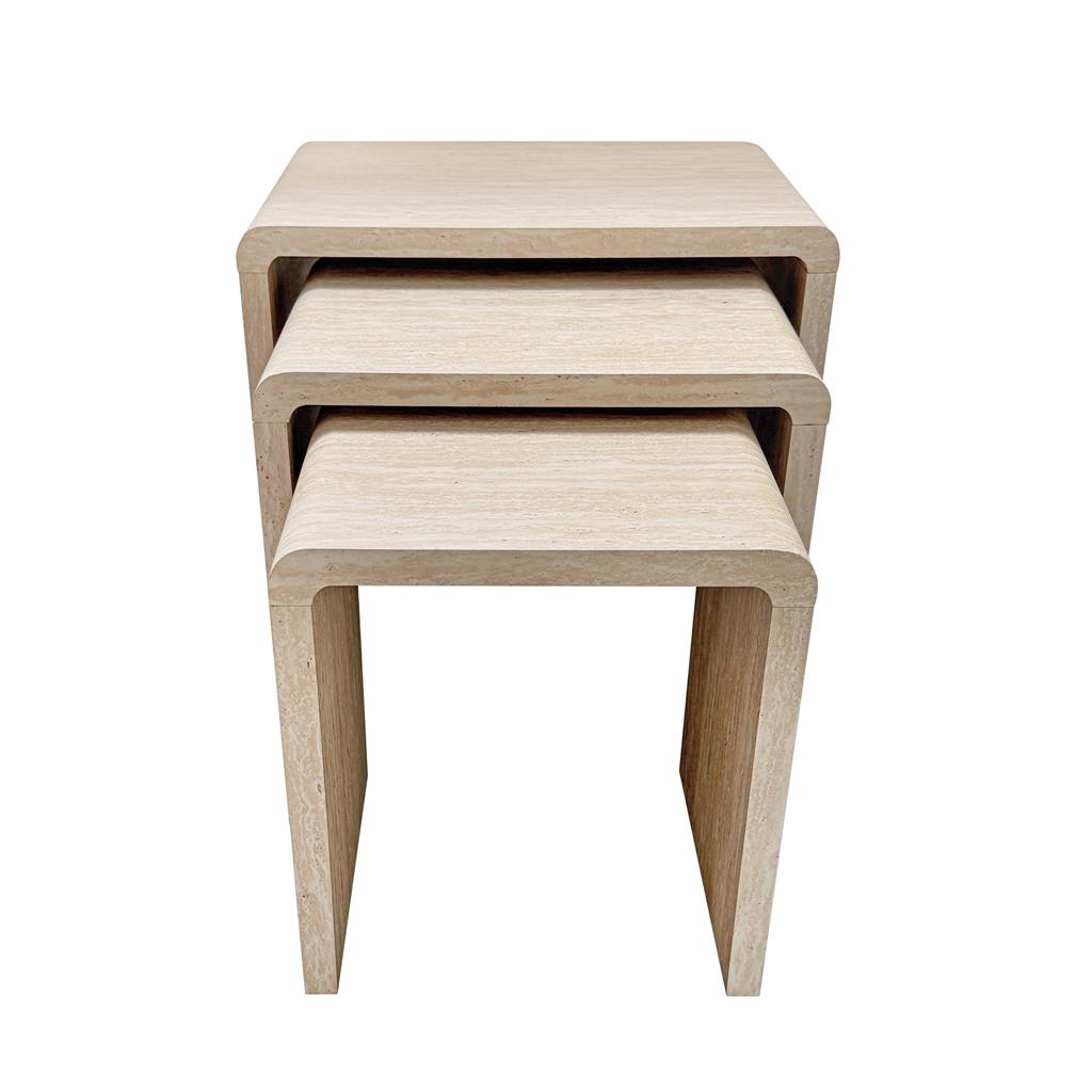 Fallon Travertine Look Nest of 3 Coffee Tables