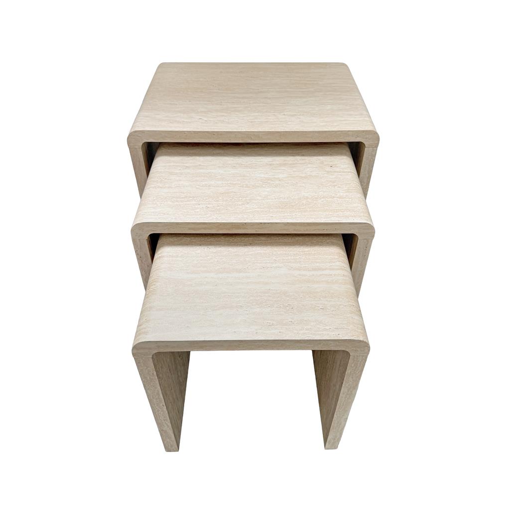 Fallon Travertine Look Nest of 3 Coffee Tables