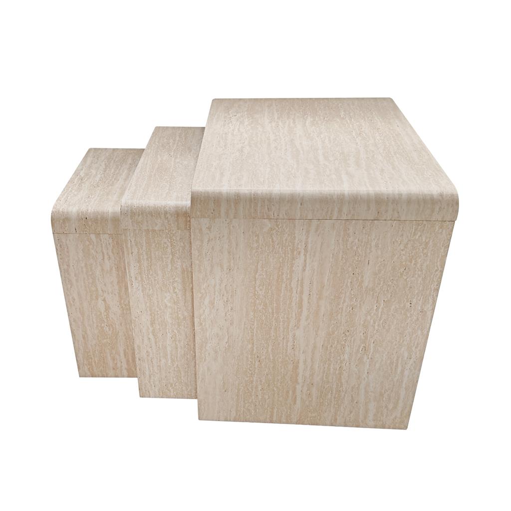 Fallon Travertine Look Nest of 3 Coffee Tables