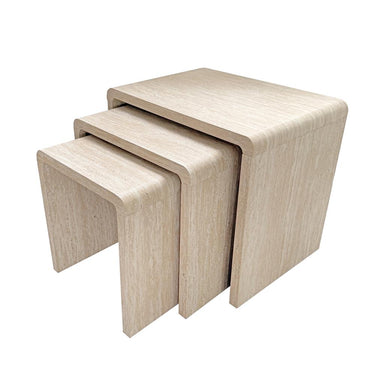 Fallon Travertine Look Nest of 3 Coffee Tables
