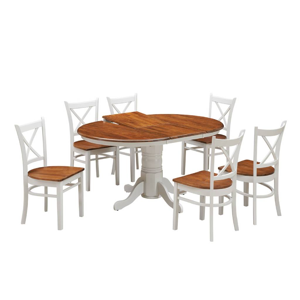 Hobart Wooden Extension Table with 6 Chairs Dining Set