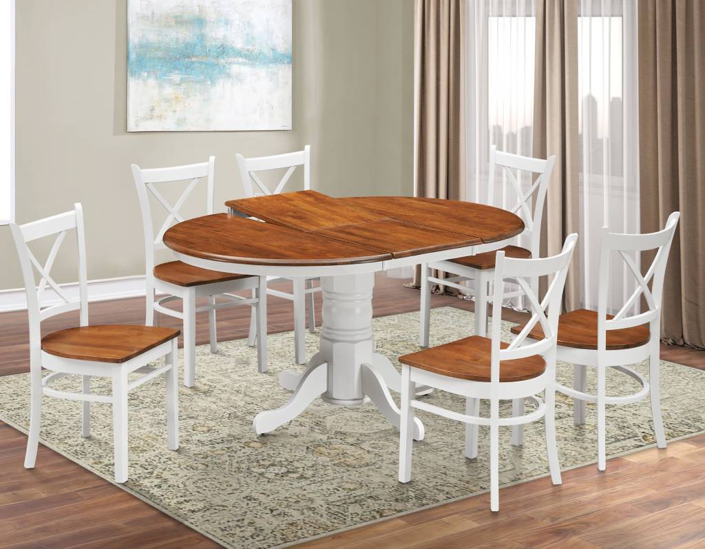 Hobart Wooden Extension Table with 6 Chairs Dining Set