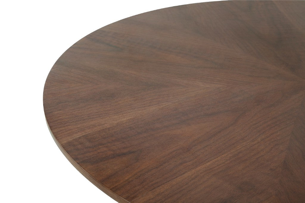 Hollis Round Dining Table 130cm - Walnut/Black