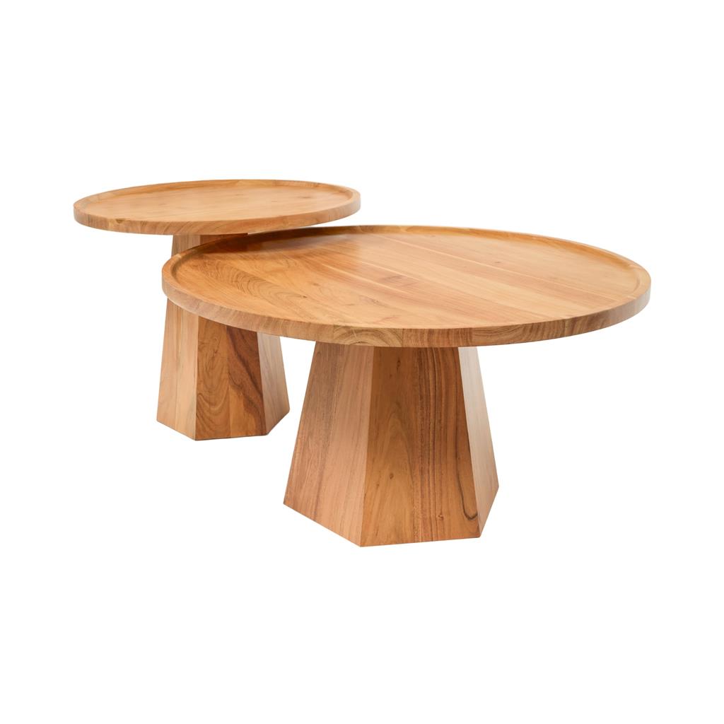 Duo Acacia Nesting Coffee Tables Set of 2 - Natural