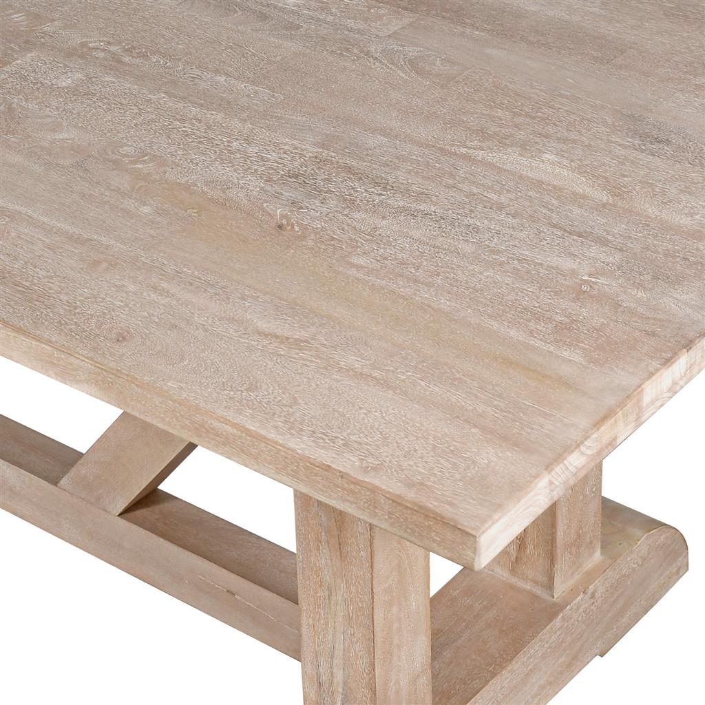 Santa Fe Mango Wood Dining Table 220cm - White Wash