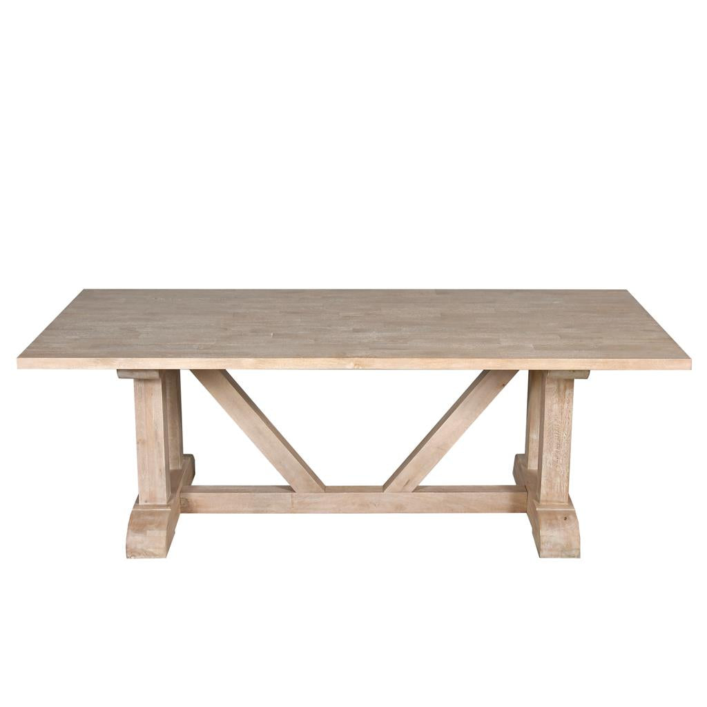 Santa Fe Mango Wood Dining Table 220cm - White Wash