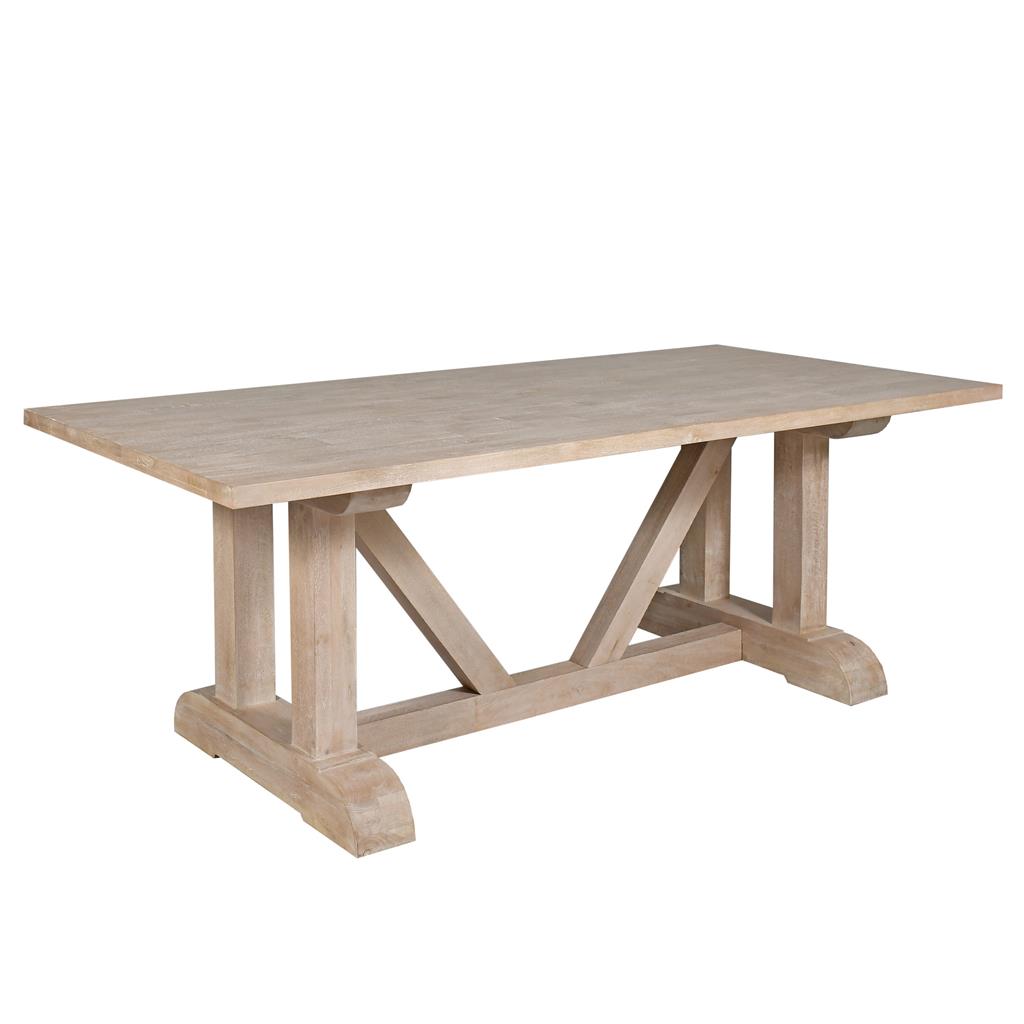Santa Fe Mango Wood Dining Table 220cm - White Wash
