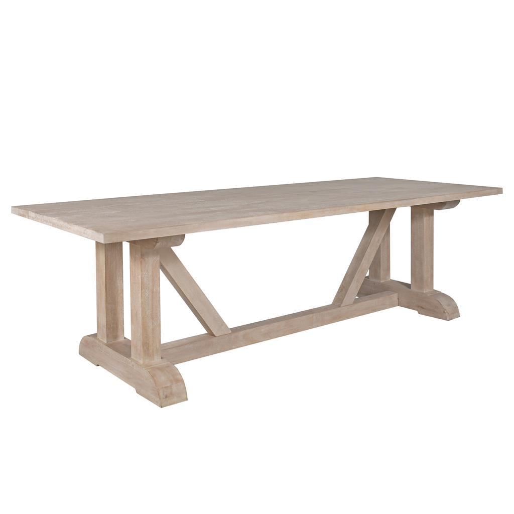 Santa Fe Mango Wood Dining Table 280cm - White Wash
