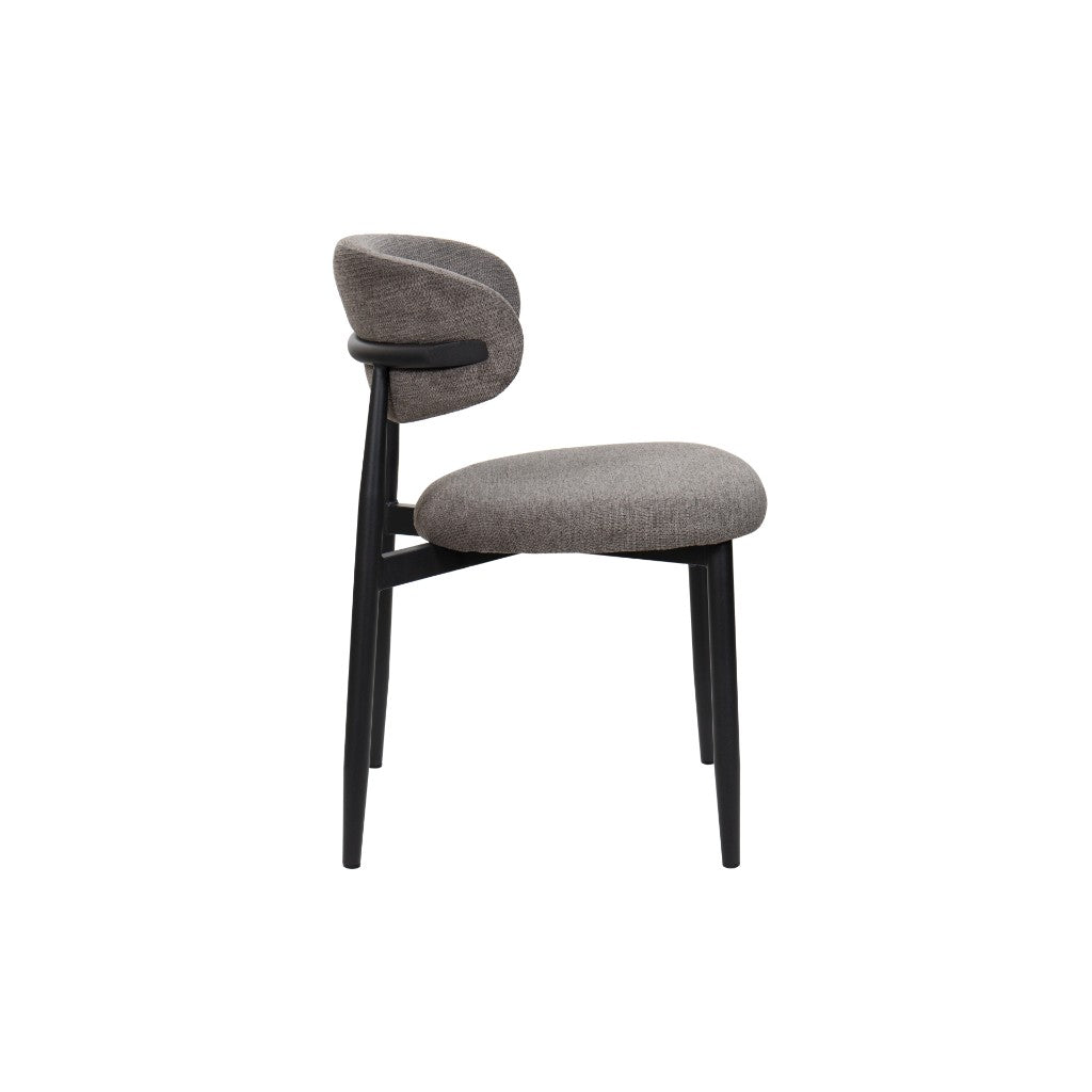 Ludo Fabric Dining Chair - Dark Grey/Black