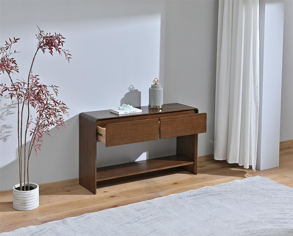 Walden 2 Drawer Console Table - Warm Walnut