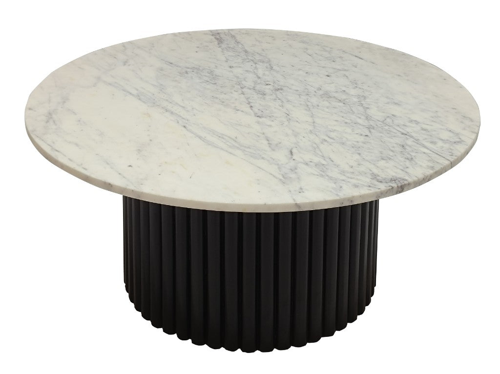 Annecy Marble Round Coffee Table 70cm - Black/White