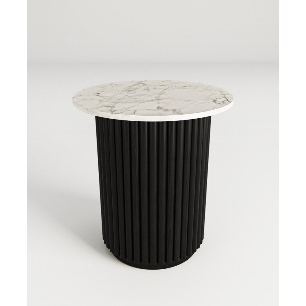 Annecy Marble Round Lamp Table 50cm - Black/White