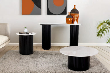Annecy Marble Round Lamp Table 50cm - Black/White
