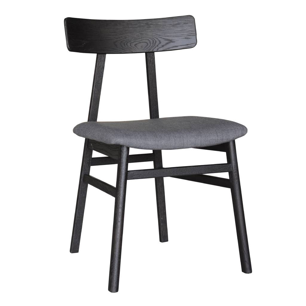 Obsidian Oak Dining Chair with Fabric Seat - Black