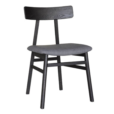 Obsidian Oak Dining Chair with Fabric Seat - Black