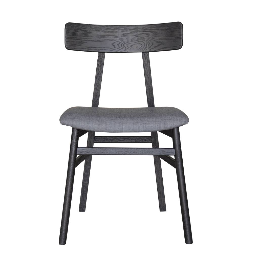 Obsidian Oak Dining Chair with Fabric Seat - Black