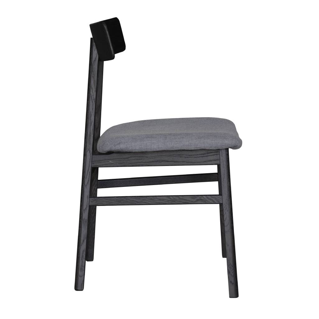 Obsidian Oak Dining Chair with Fabric Seat - Black