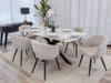 Calacatta 7 Piece Dining Set with Beige Chairs