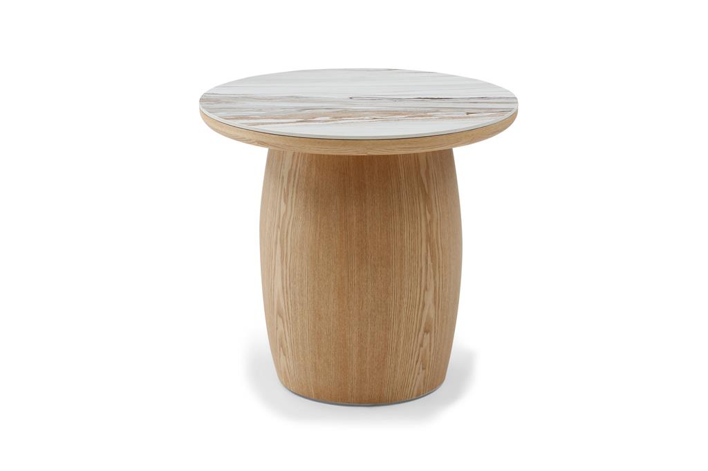Rivoli Round Ceramic Lamp Table - Ash
